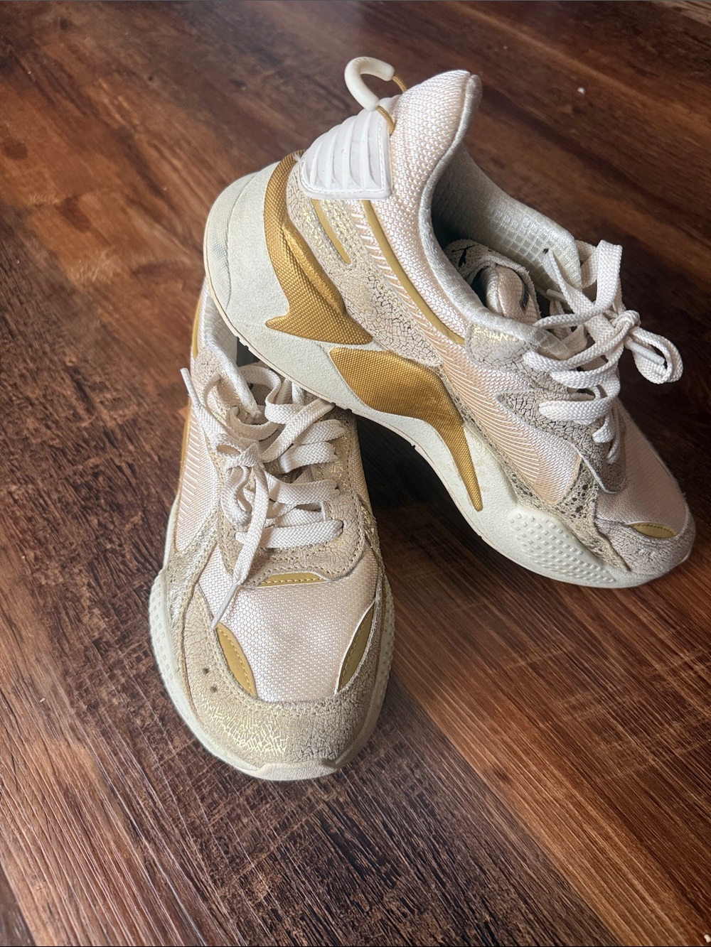 Puma Women's Beige Sneakers with Gold Accents